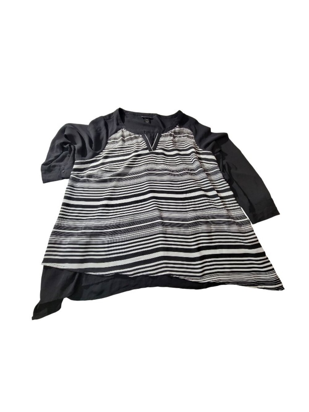 Lane Bryant Black & White Striped Asymmetrical Tunic Top Size 22/24 Long Sleeves